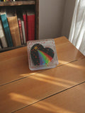 Gomme vintage c?ur arc-en-ciel années 50/60, boîte transparente, déco rétro