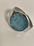 Montre vintage E-LY quartz cadran bleu, bracelet métal, non testée état