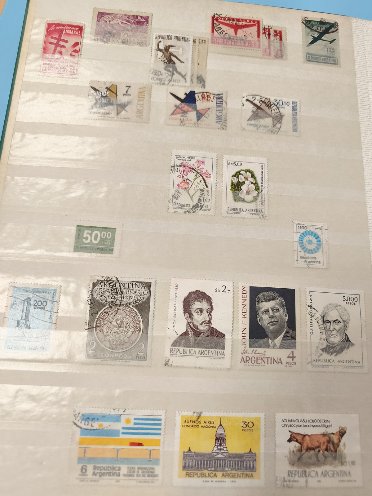 Lot anciens timbres oblitérés Argentine, thématiques variées, personnages, fleur