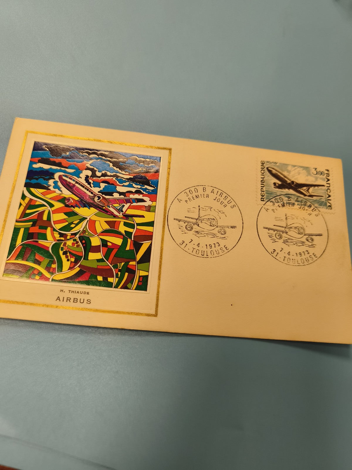 Enveloppe FDC Airbus 1973 premier jour émission avec timbre avion illustré
