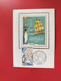 Carte postale philatélie Crozet Kerguelen timbre manchot expédition navire