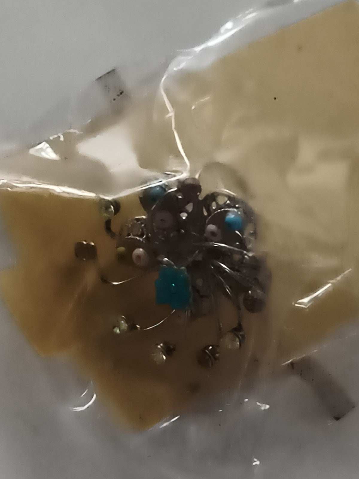 Bague vintage fantaisie fleurs perles multicolores deadstock magasin