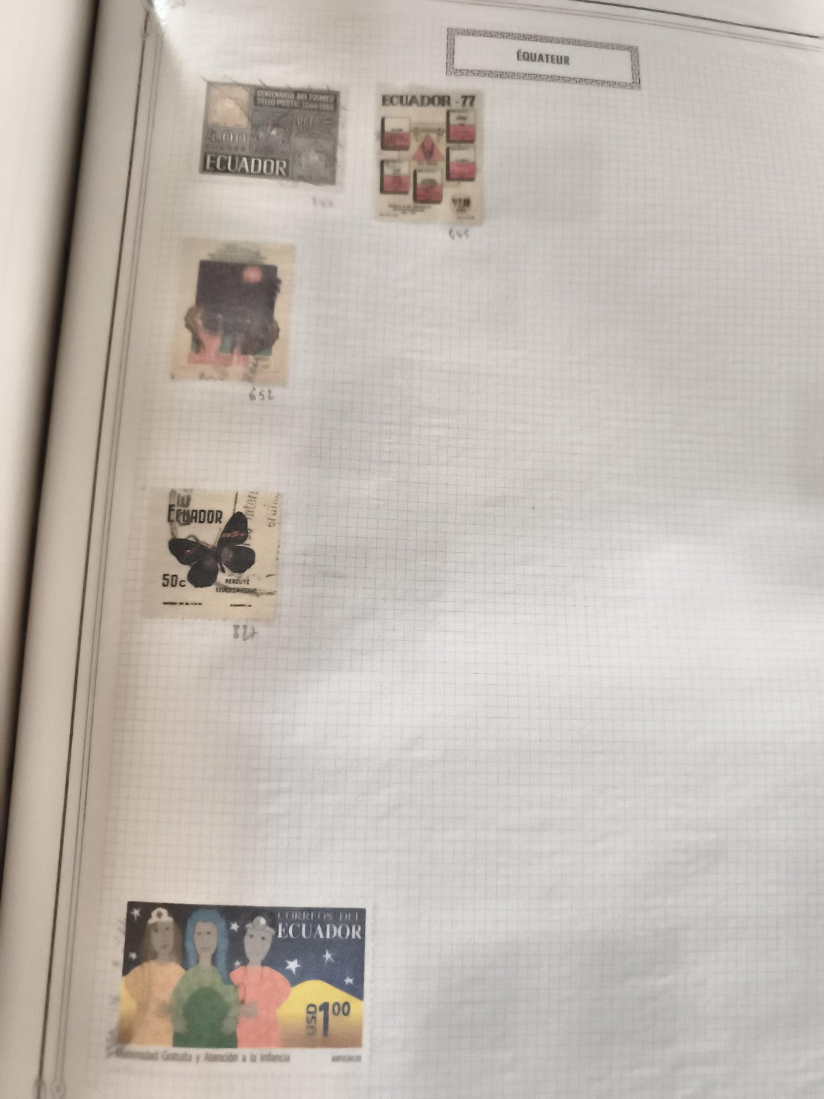 Timbres anciens Équateur lot x5 thématique divers philatélie vintage
