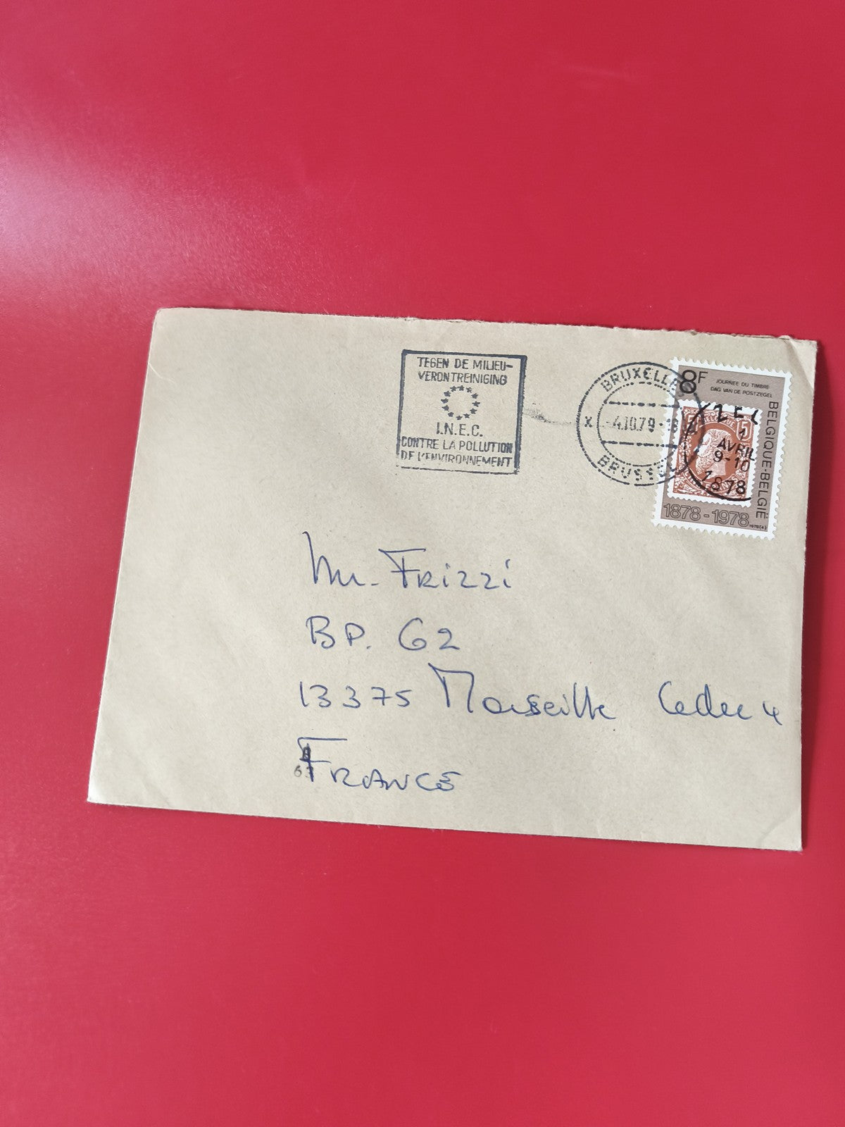 Enveloppe philatélie timbrée Belgique 1978 cachet Bruxelles adresse manuscrite