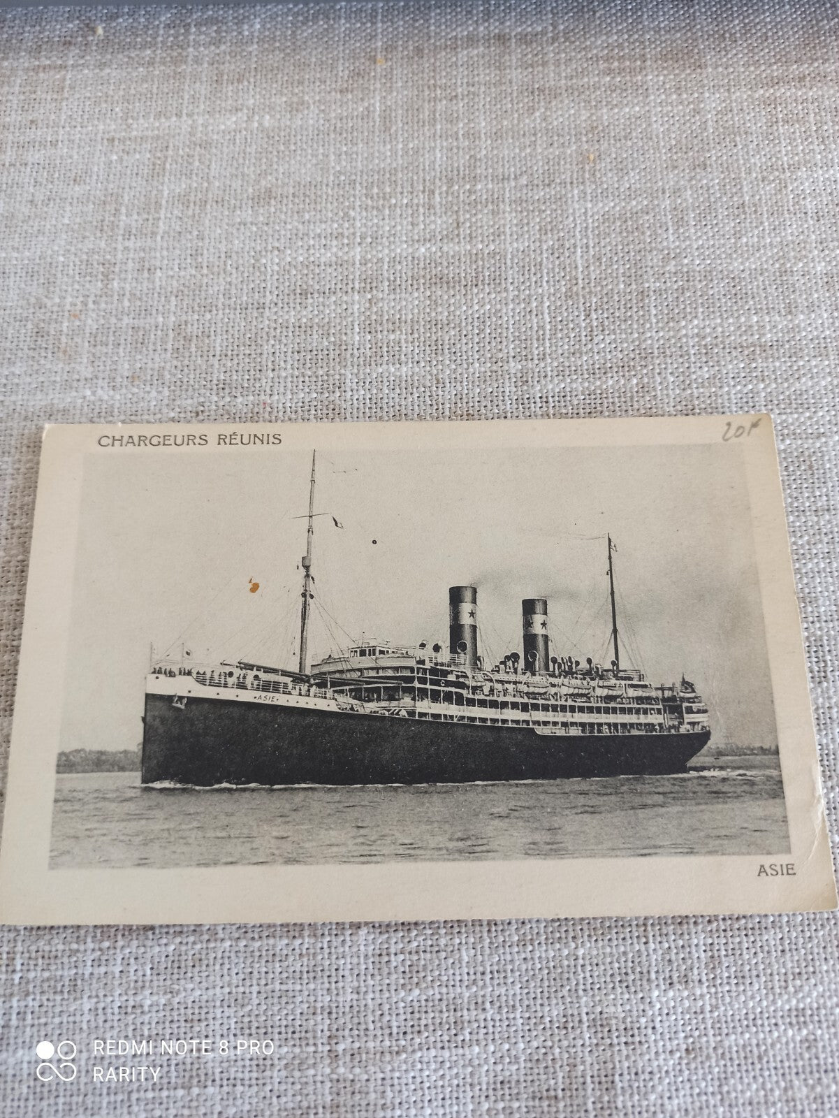 Carte postale ancienne paquebot Asie Chargeurs Réunis photo maritime vintage