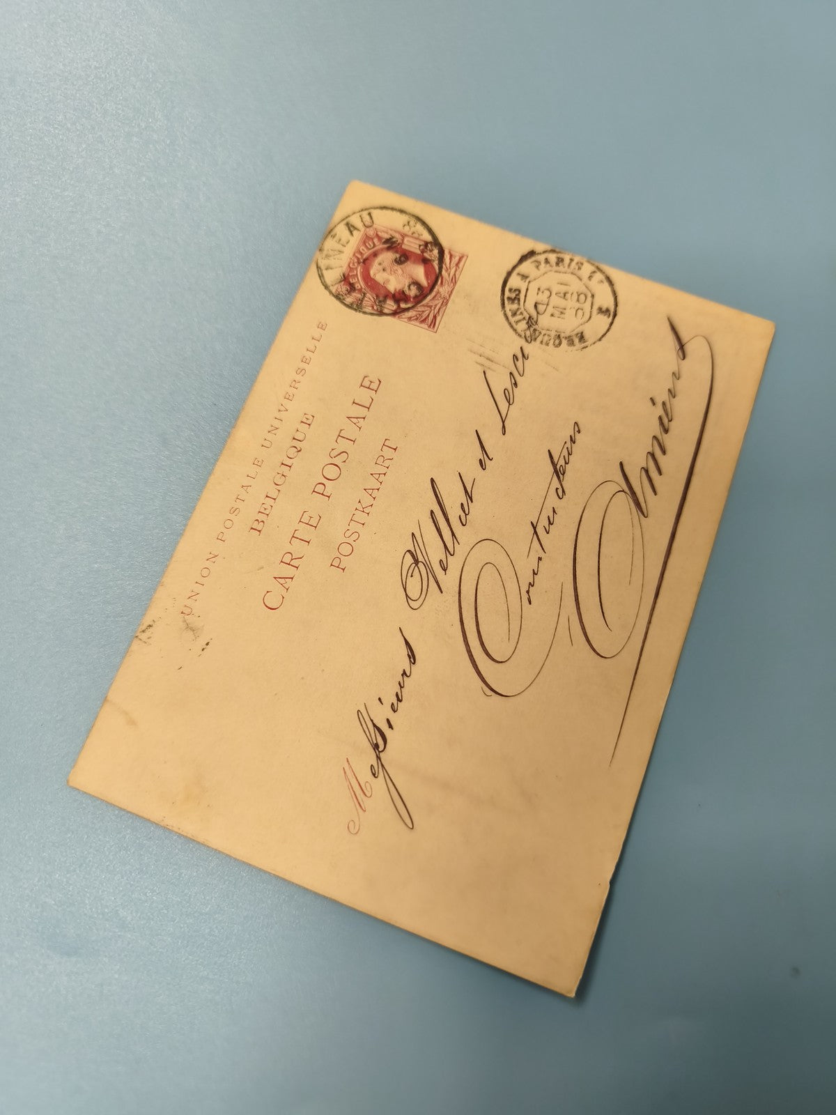 Ancienne carte postale France XIXe philatélie timbre oblitéré vintage