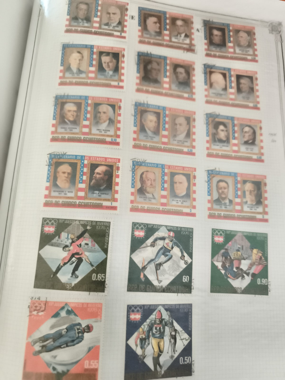 Timbres Guinée Équatoriale présidents USA et JO 1976 oblitérés philatélie