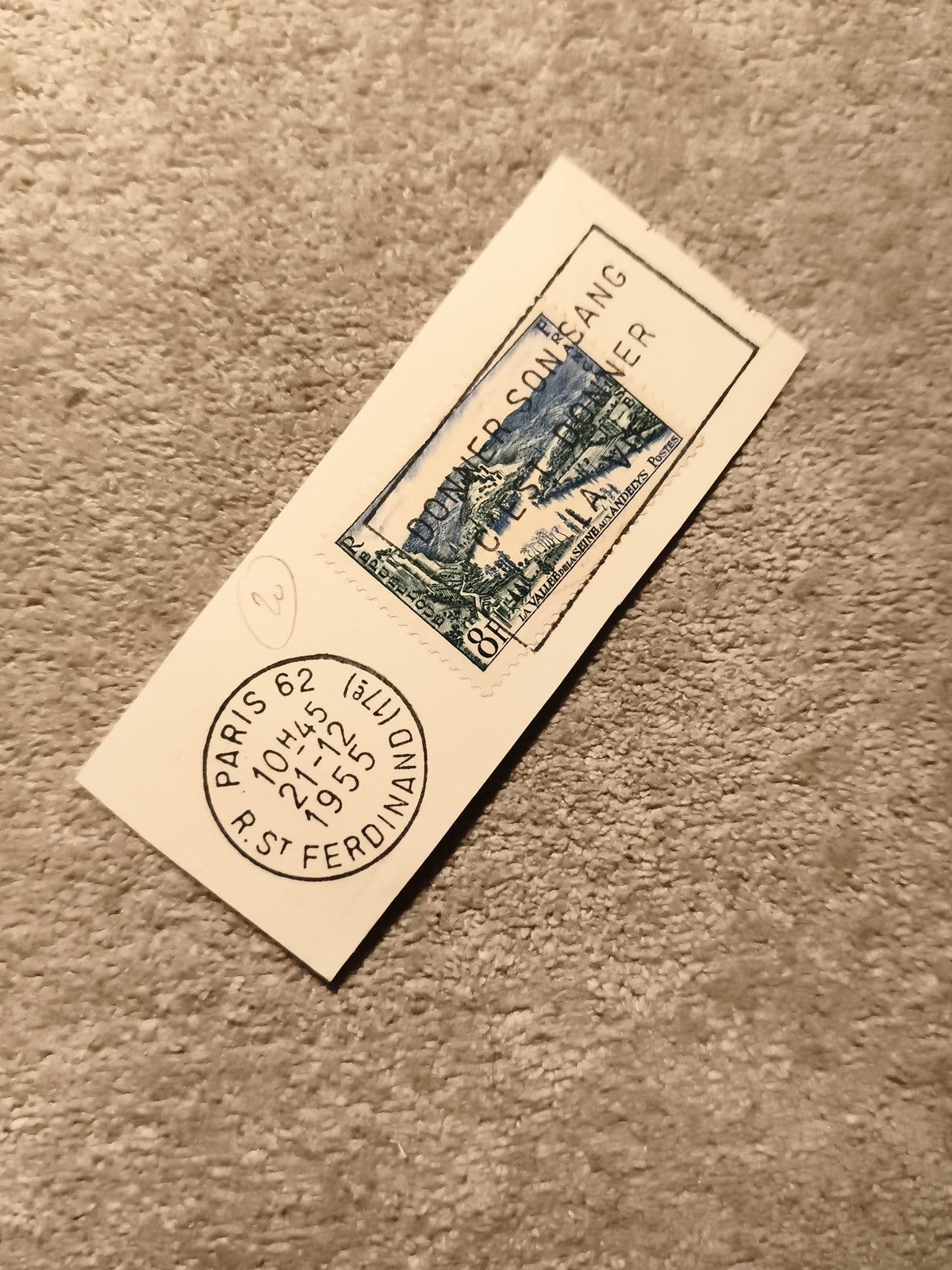 Timbre oblitéré France 1955 Paris 62 paysage Vosges philatélie (Ref 12)