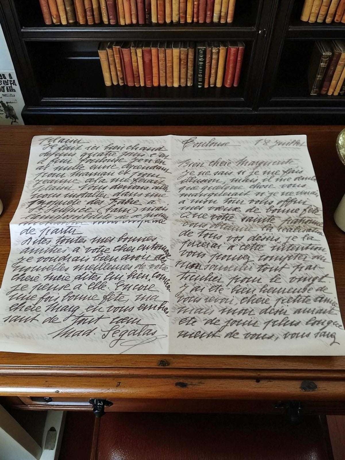 Lettre manuscrite ancienne 1940 époque WW2 écriture cursive vintage