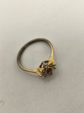Bague ancienne plaquée or, pierre centrale ambrée, style rétro