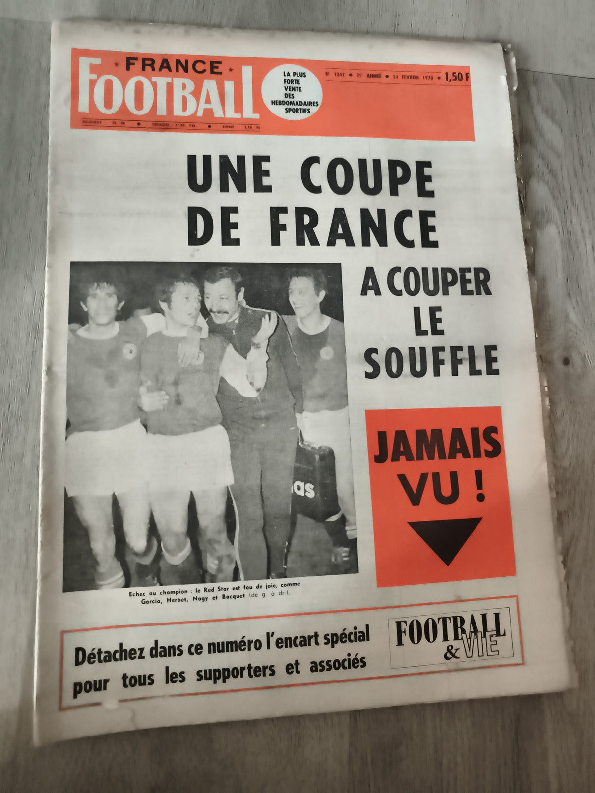 Ancien journal France Football 25 février 1970 Red Star Coupe de France vintage