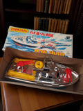 Bateau mécanique vintage Patrol Torpedo chrome boîte Japon jouet ancien tin toy