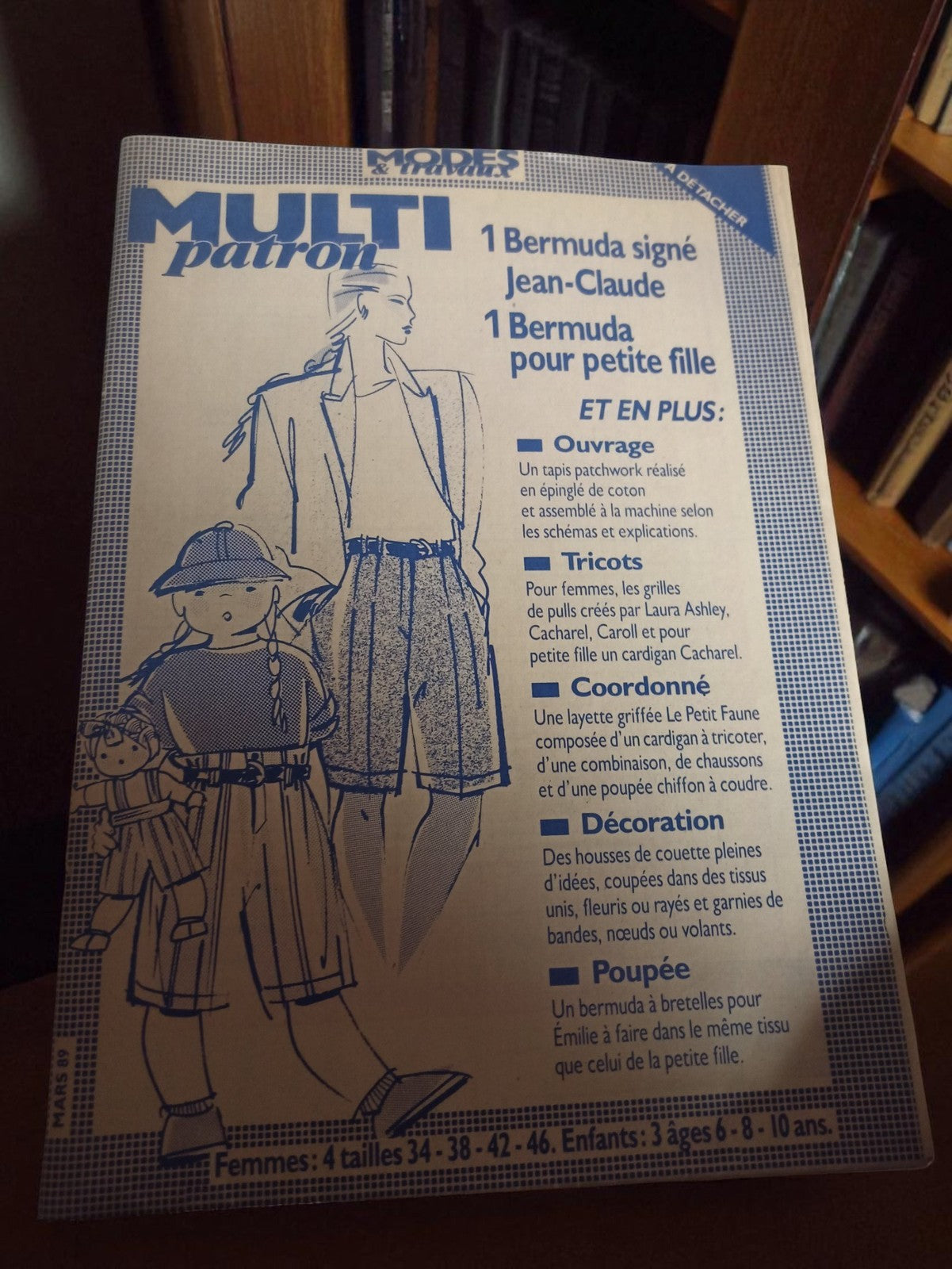 Patron couture vintage Modes & Travaux bermuda femme fille années 80 rétro