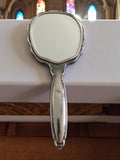 Miroir à main vintage début XXe, style Art Nouveau, finition argentée