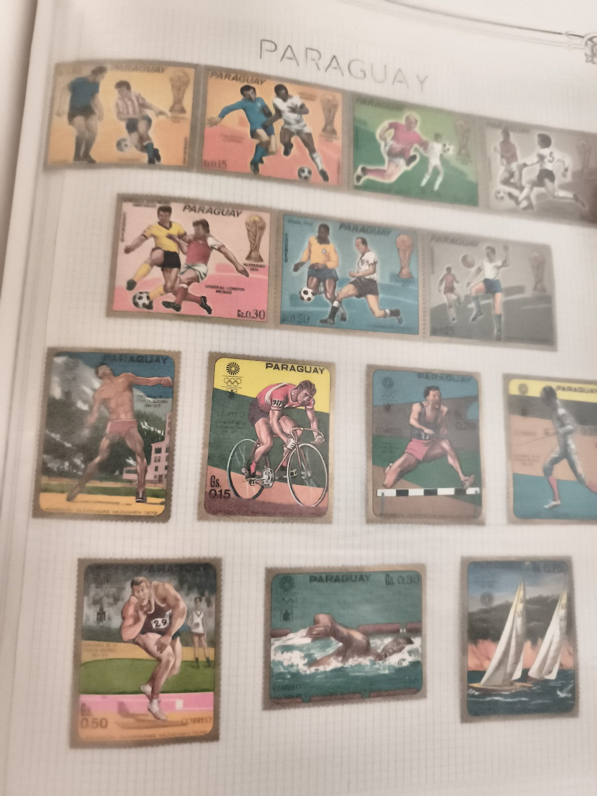 Timbres anciens Paraguay sport football JO vintage philatélie lot Paraguay