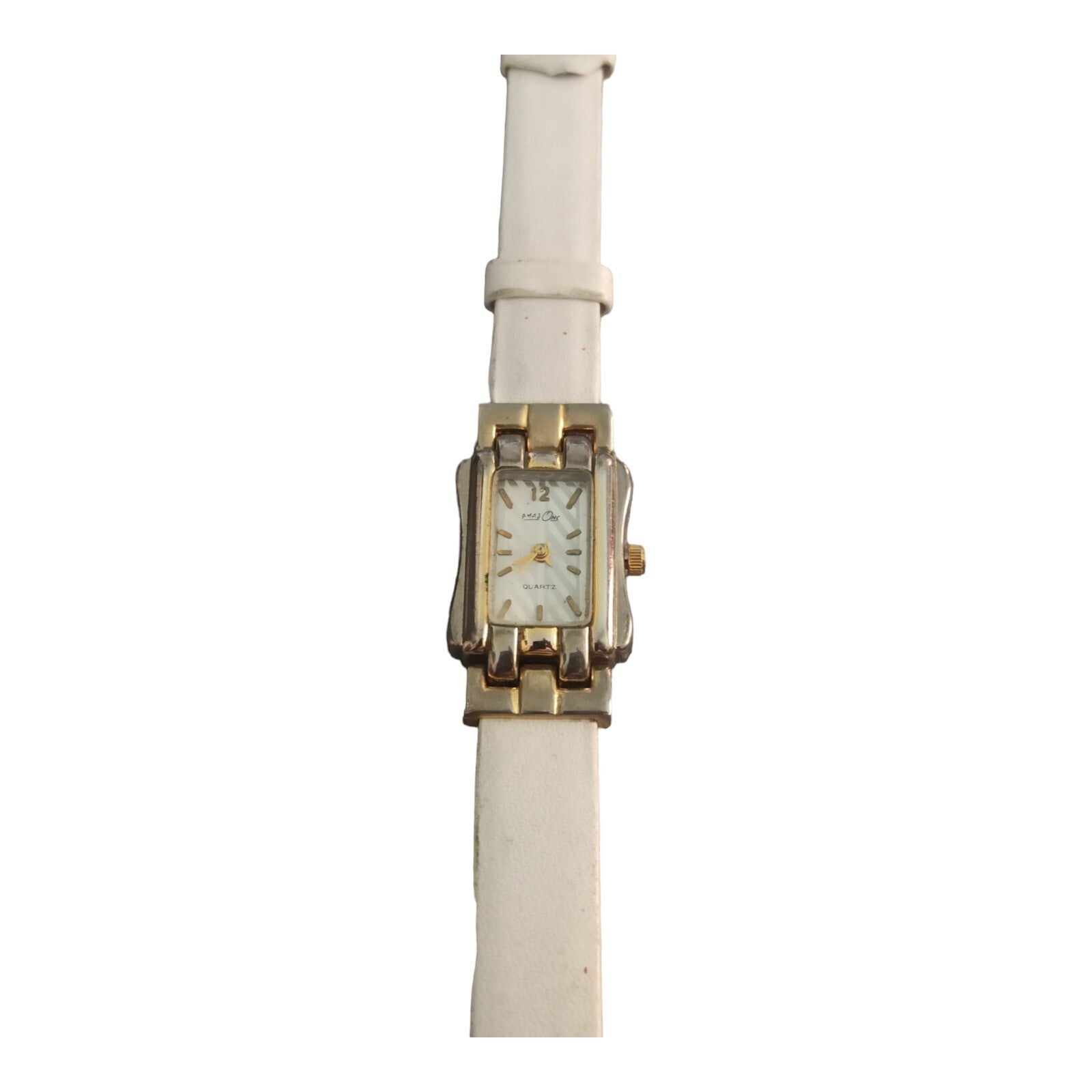 Montre Amaz One vintage femme, quartz, cadran rectangulaire, bracelet clair