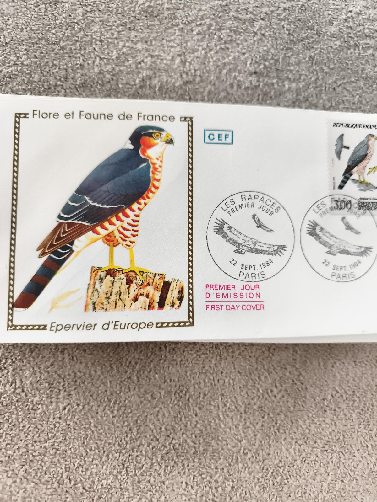 Lettre premier jour Epervier d'Europe 1984 CEF Flore Faune France FDC ancien
