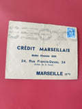 Enveloppe philatélie Crédit Marseillais oblitérée Salon-de-Provence timbre bleu