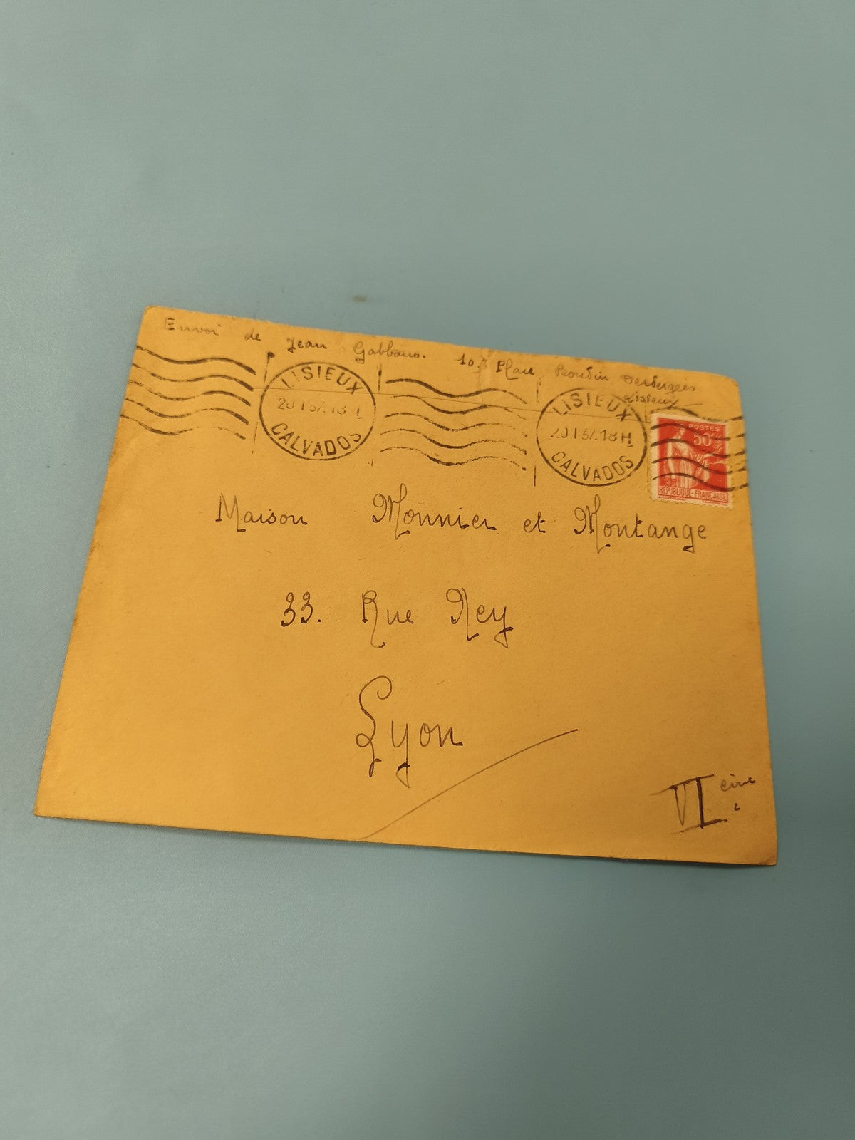 Ancienne enveloppe oblitérée France timbre rouge collection philatélie vintage