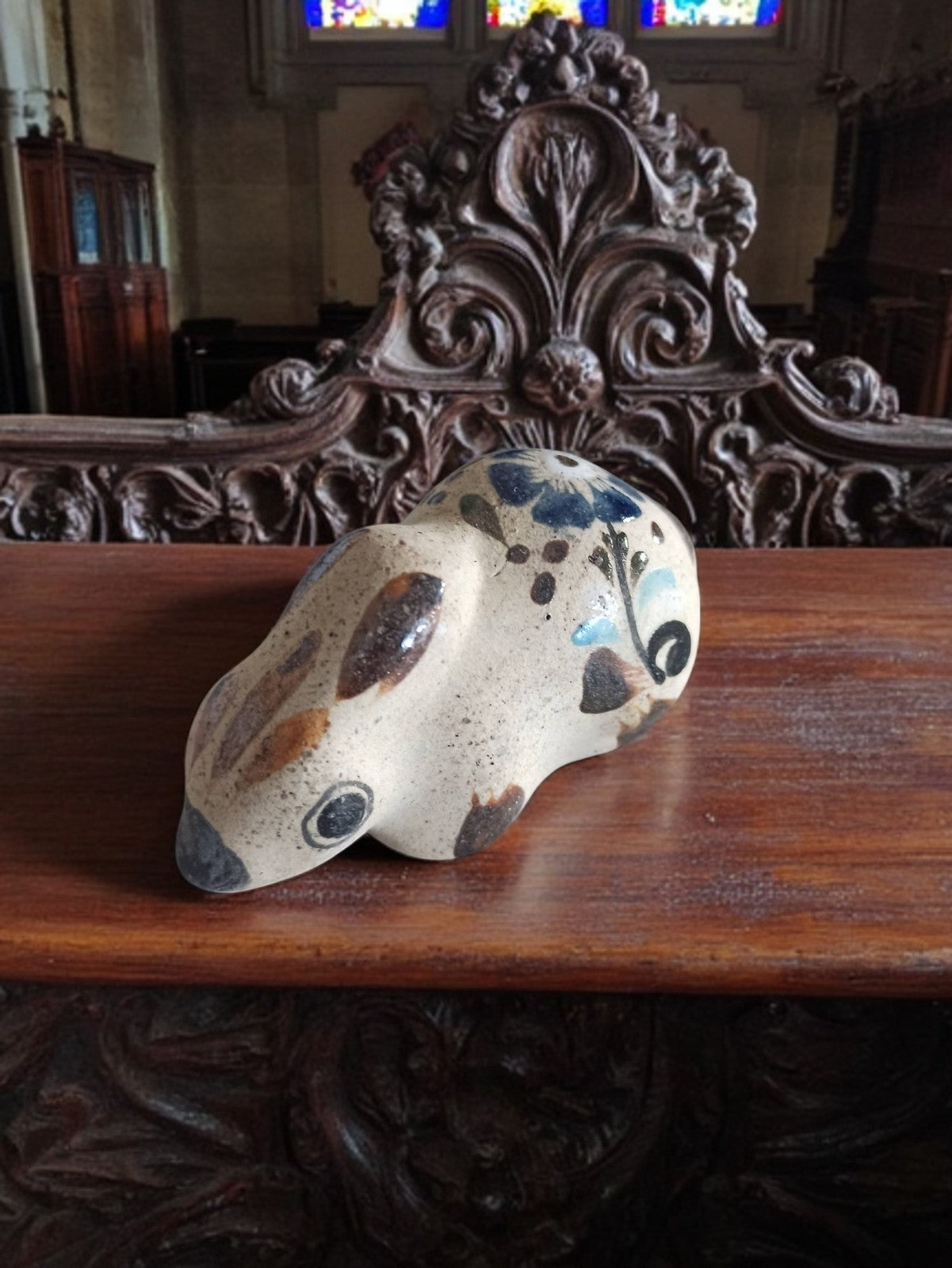 Sculpture animale Folk Art mexicaine vintage céramique peinte main années 80