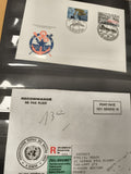 Lettre recommandée ONU Genève 1985 Centenaire Sauvetage Suisse timbres oblitérés