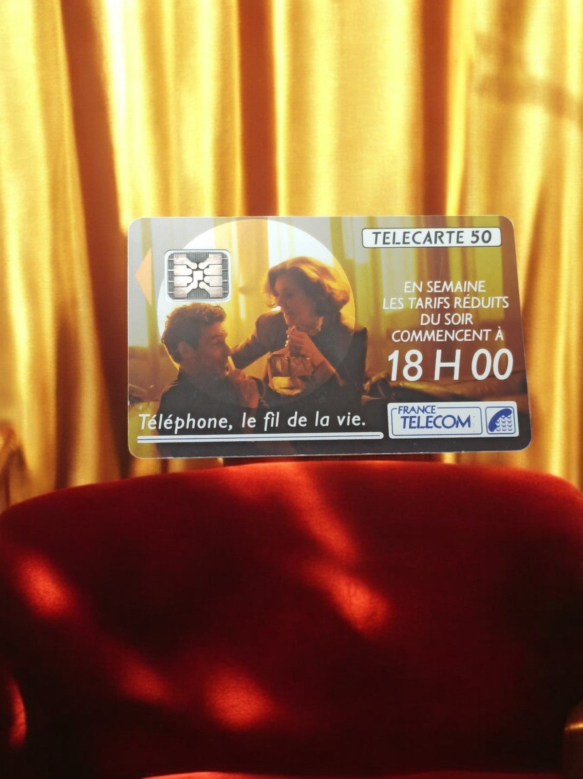 Carte téléphonique France Telecom 50 unités vintage années 90, illustration pub