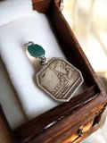 Médaille souvenir vintage Paris Tour Eiffel, pendentif octogonal ancien