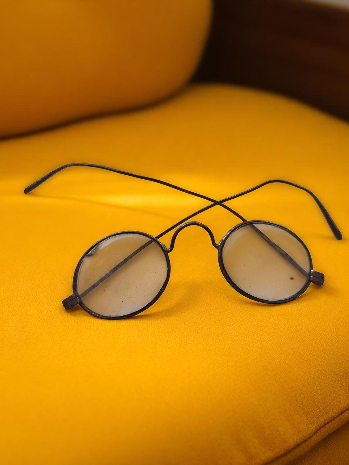 Lunettes rondes anciennes début XXe vintage monture foncée optique