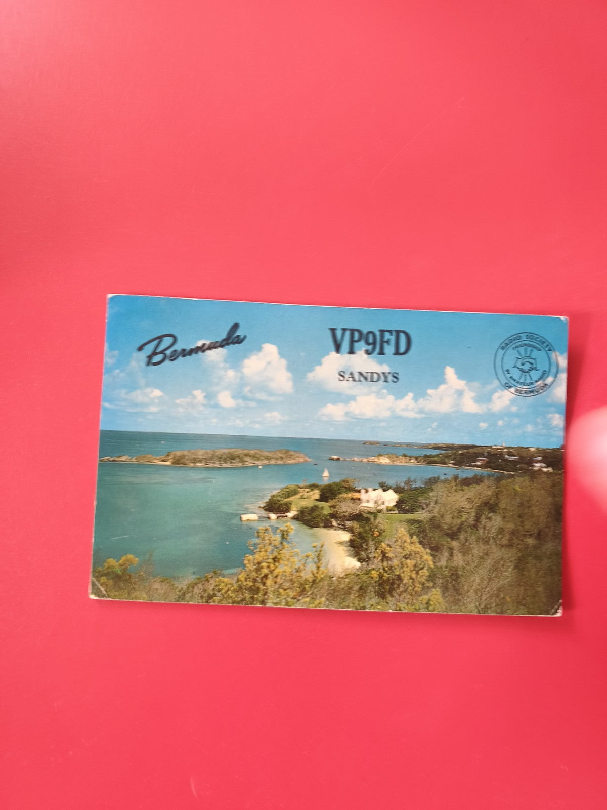 Carte radio QSL VP9FD Bermudes Sandys paysage île couleur