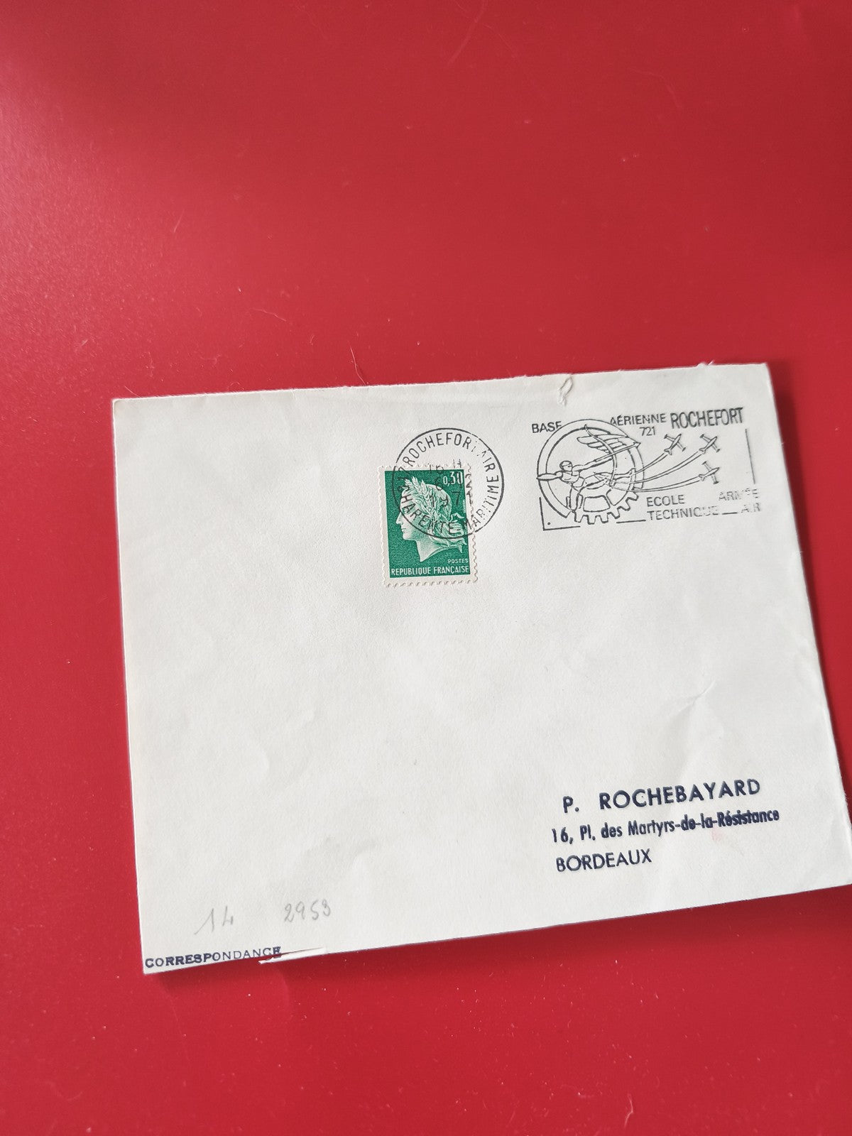 Enveloppe philatélie timbre Marianne 0,30 FRF cachet Rochefort France