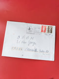 Enveloppe affranchie timbres Marianne France, oblitérée, écriture manuscrite