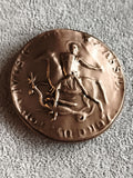Médaille ancienne Saint Georges bronze relief cavalier dragon