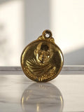 Médaille religieuse vintage dorée, effigie moine, parfait état