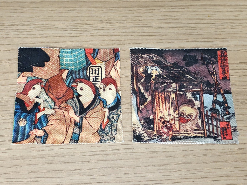 Lot 2 coupons tissu japonais motifs traditionnels petits formats couture loisirs