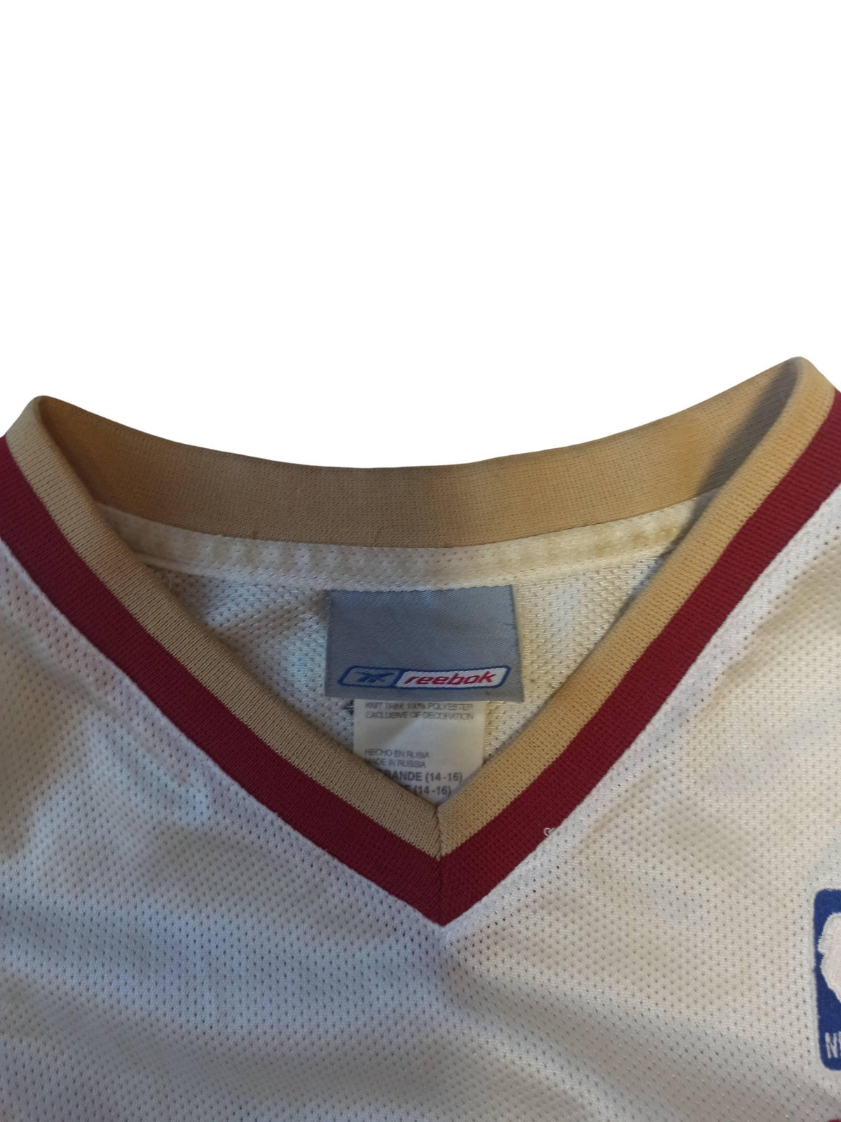 Maillot NBA Reebok blanc bordeaux homme logo mesh basketball M