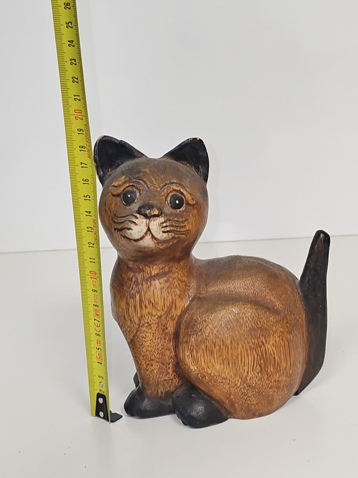Vintage Holzkatzenstatue Alte Skulptur Retro Deko Tier Sammlerstück ant