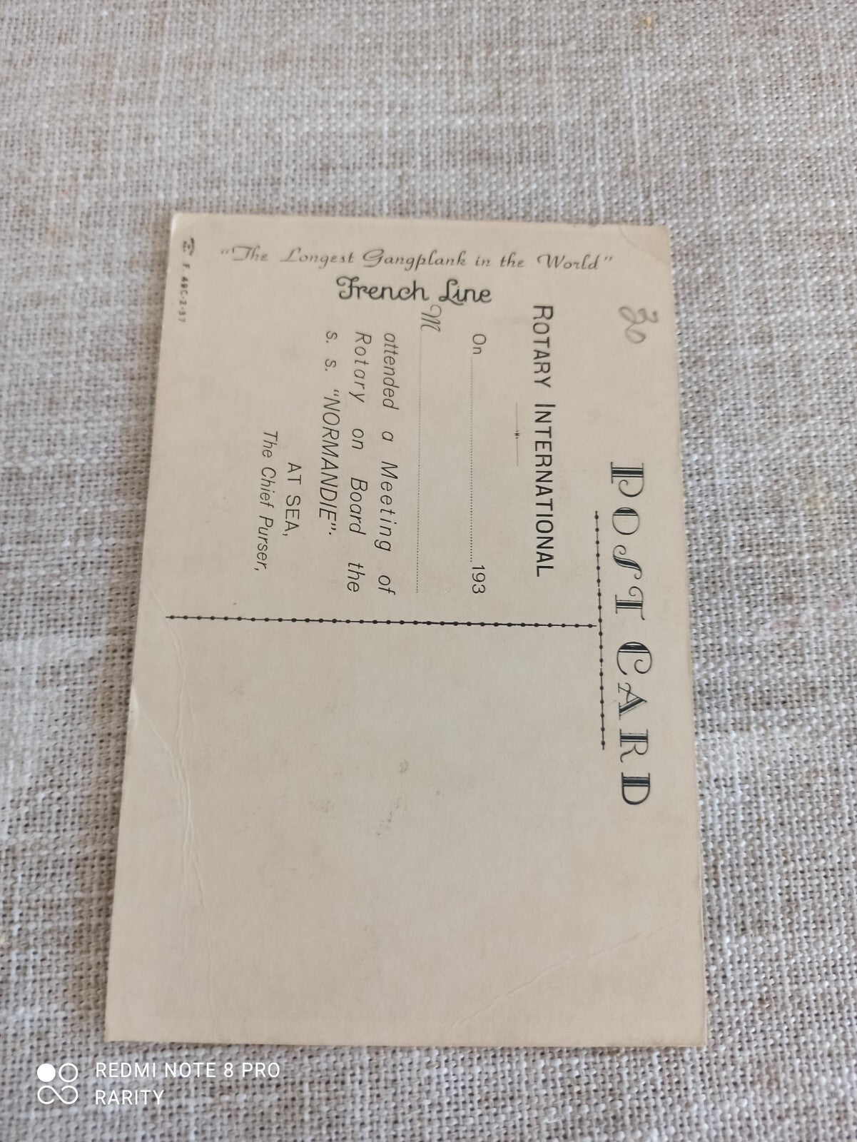 Carte postale ancienne paquebot S.S. Normandie French Line maritime vintage