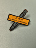 Vintage pin's Renault sécurité bien comprise jaune bleu collection automobile