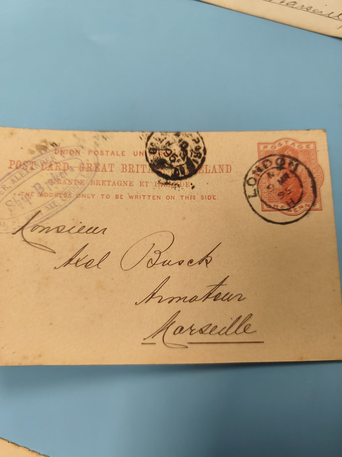 Ancienne enveloppe oblitérée XIXe philatélie Londres Marseille vintage