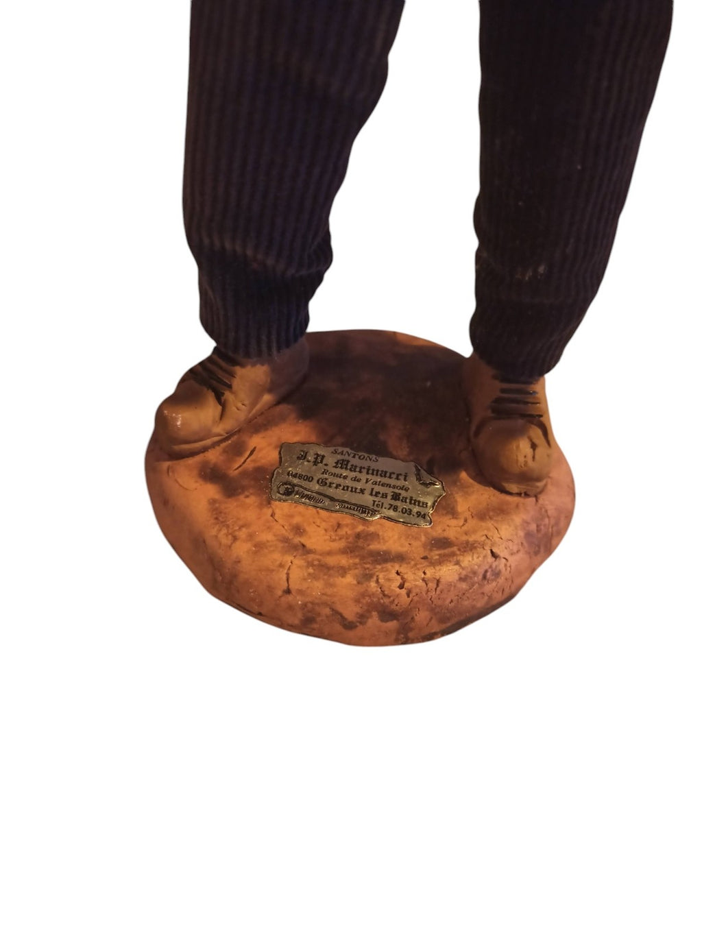 Figurine Santon de Provence 25cm en argile signée Marinacci, chapeau large