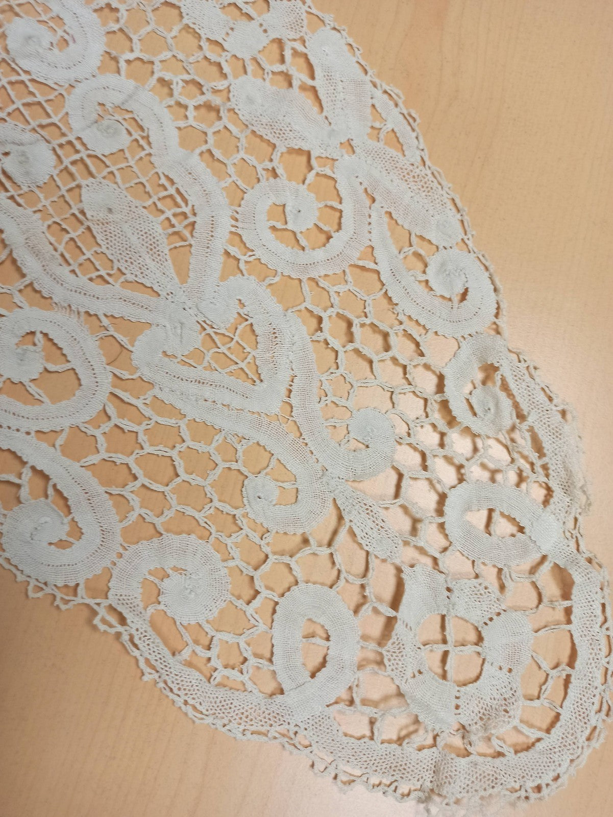 Set de table ancien vintage brodé dentelle crochet fin XIXe, rare, France