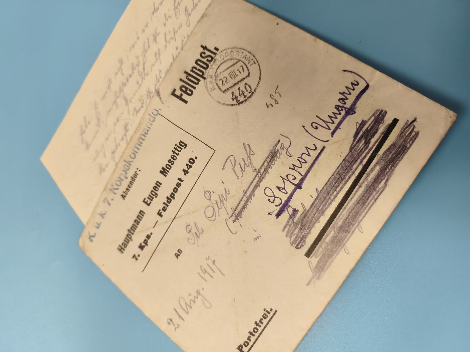Ancienne enveloppe Feldpost WW1 1917 correspondance militaire philatélie