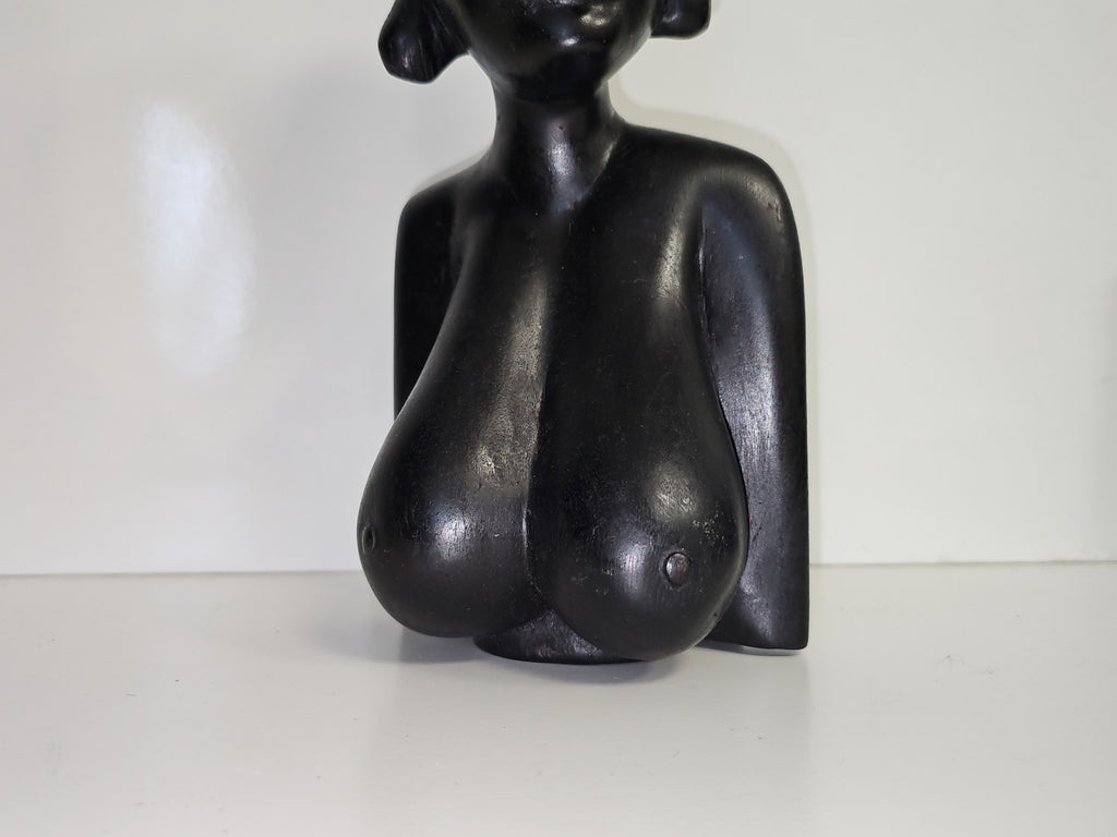 Grande sculpture africaine vintage en bois, art érotique ancien, pièce lourde