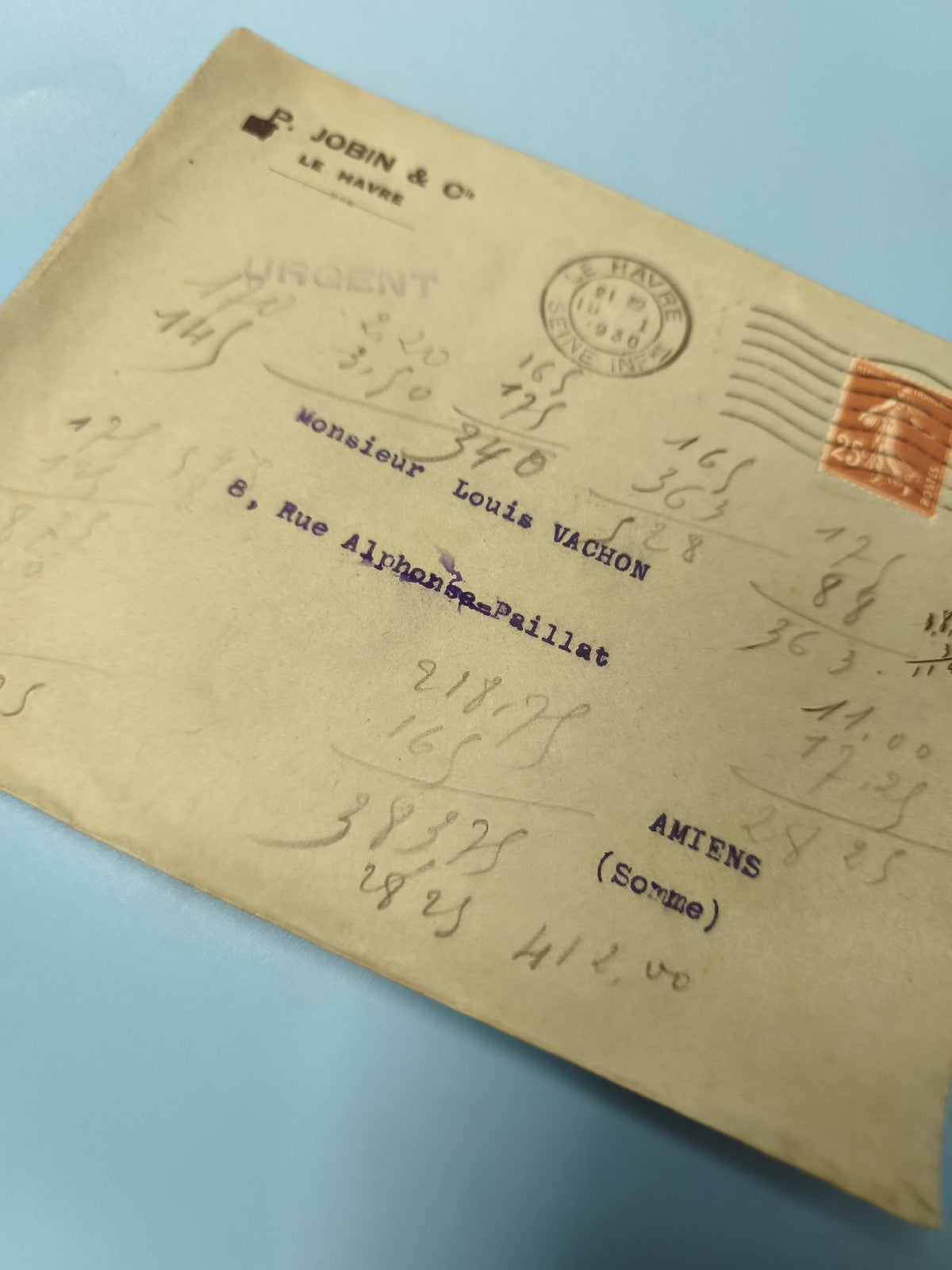 Ancienne enveloppe oblitérée début XXe Le Havre philatélie collection vintage