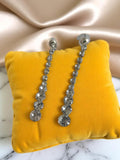 Boucles d?oreilles pendantes vintage strass brillant, fantaisie longues, parfait