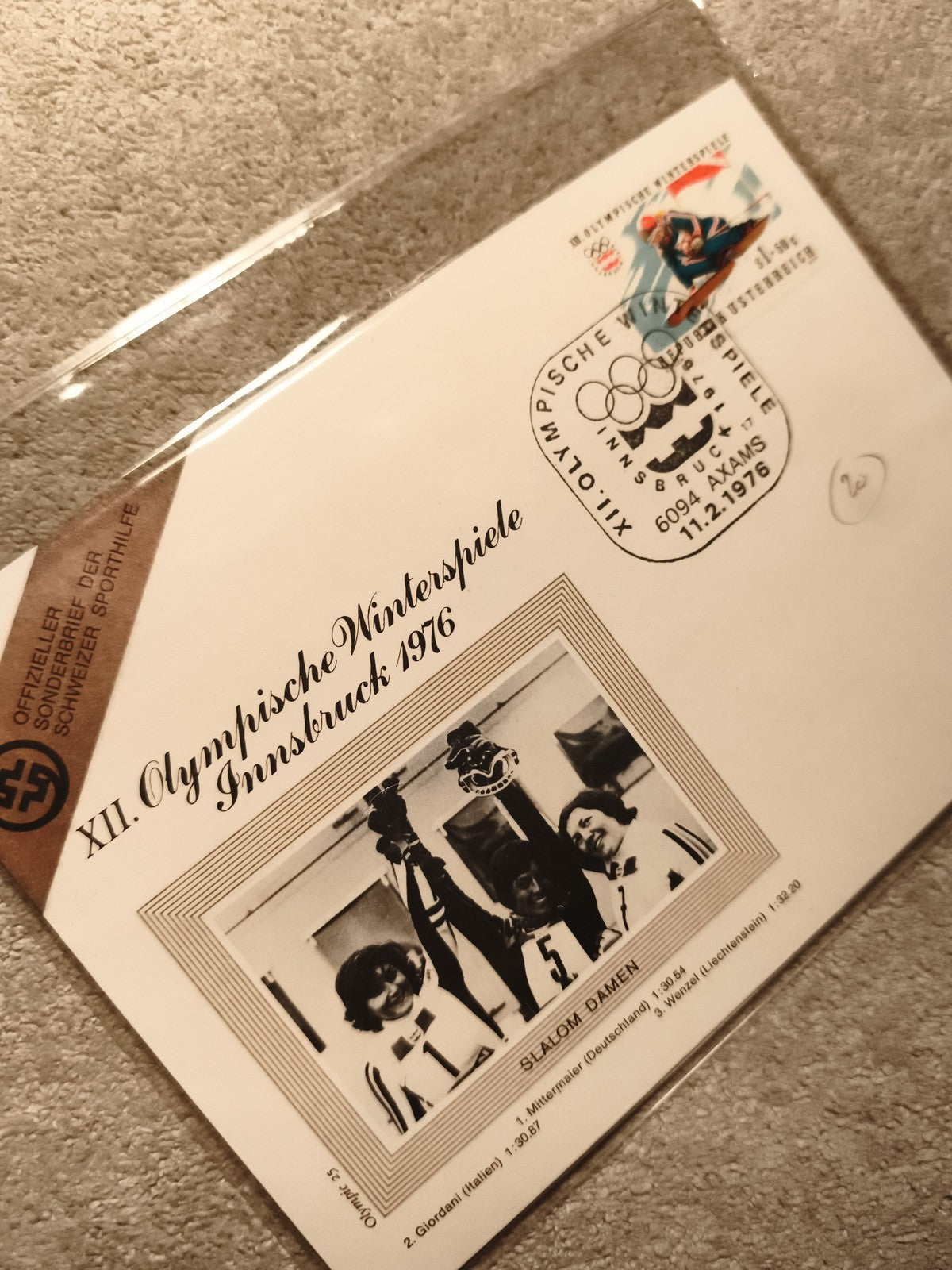 Lettre Premier Jour JO Innsbruck 1976 Slalom Ski Timbre Allemagne Philatélie