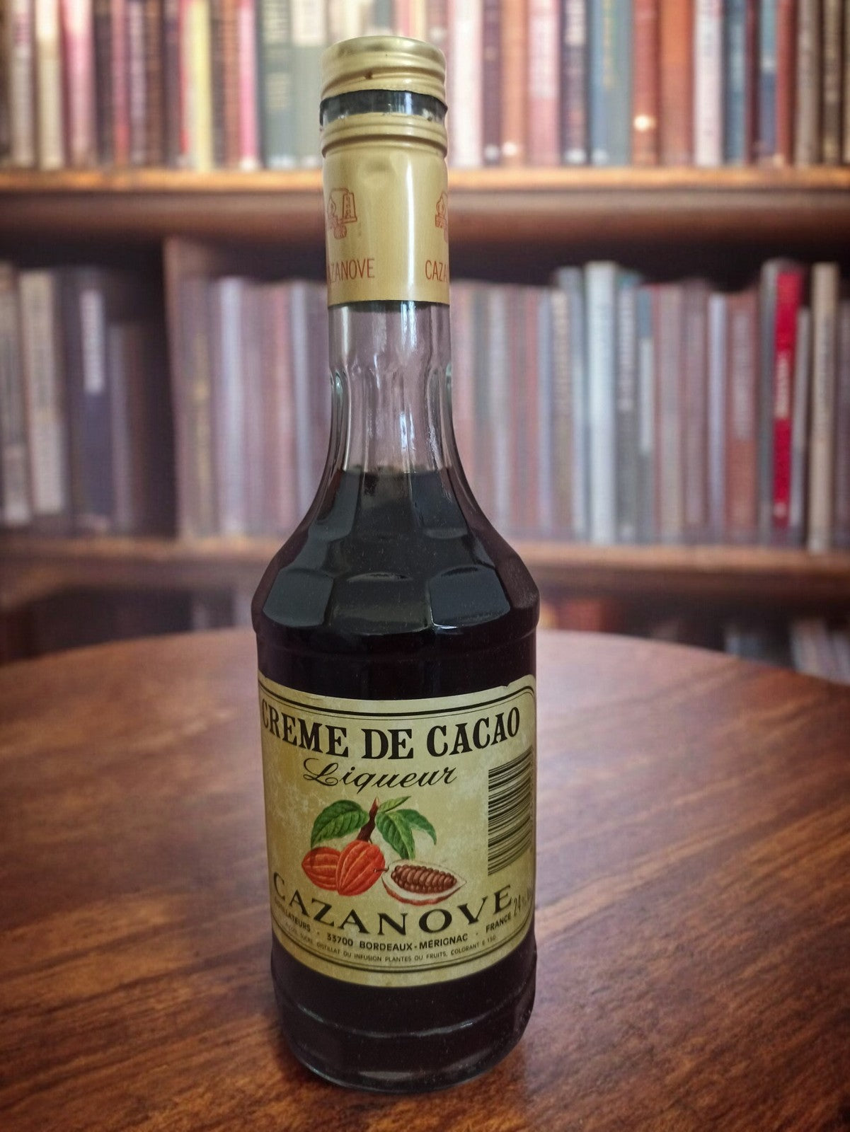 Bouteille ancienne liqueur Cazanove crème de cacao vintage déco bar rétro