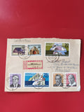 Enveloppe affranchie timbres DDR Berlin 1975-1976 oblitérés, thème sport et port