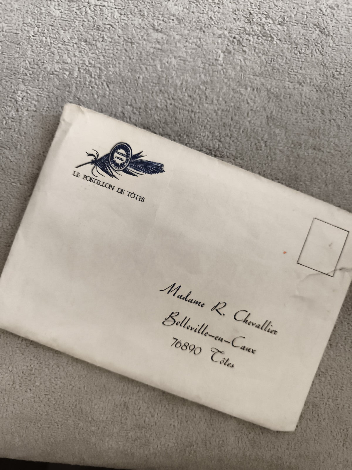 Lettre ancienne Le Postillon de Tôtes enveloppe illustrée écriture manuscrite