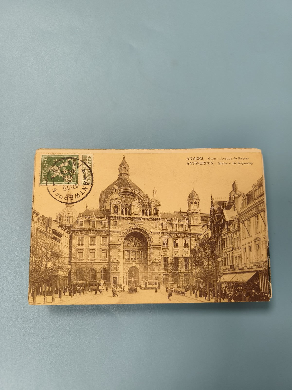 Carte postale ancienne CPA Anvers Gare Antwerpen tram timbre collection